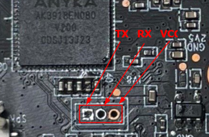 UART debug pins on the board provide direct console access for board analysis and debugging