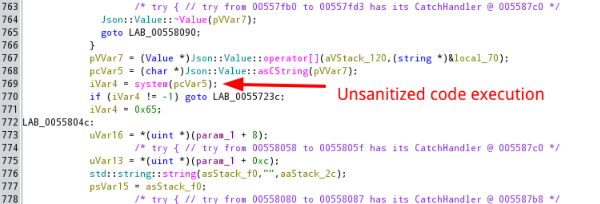 Unsanitized command execution path
